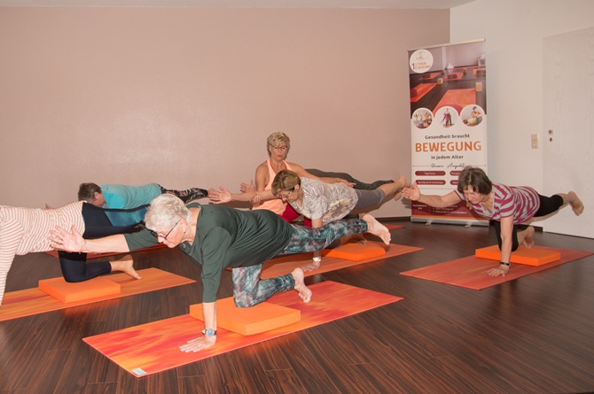 1fach Yoga | 1fach Gesund - Yogakurs 50+ - Teilnehmer bei Übung im Vierfüßlerstand